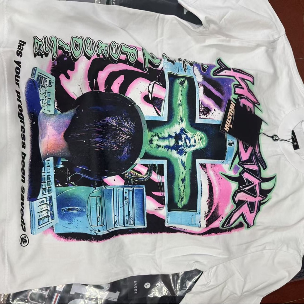 White Graphic hellstar tee shirt